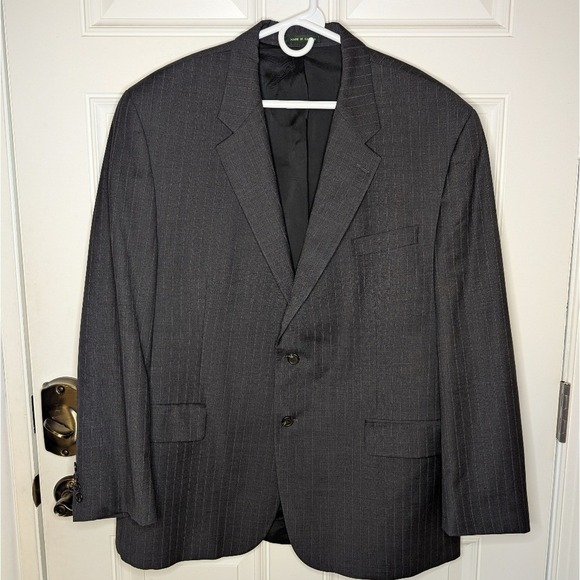 Lauren Ralph Lauren Men's 48R Blazer Sport Coat Charcoal Gray Pinstripe Vent EUC - Picture 2 of 8